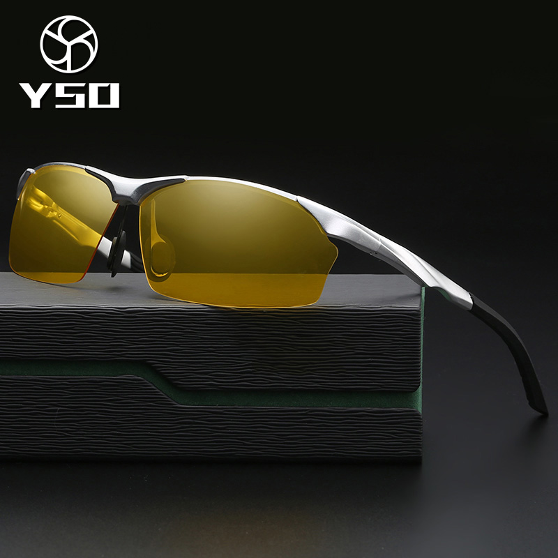 YSO Night Vision Glasses Men Aluminium Magnesium Frame Polarized Night Vision Goggles For Car Driving Fishing Anti Glare 8513