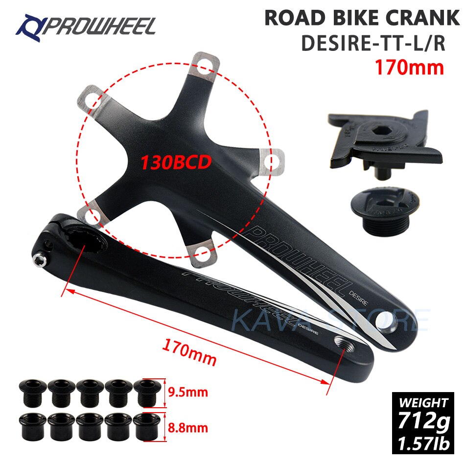 PROWHEEL ROAD Bike Crank 170 172.5mm 110/130BCD Crankset with BB Bottom Bracket Foldable Bicycle Cranks Aluminum Alloy: DESIRE-TT 170