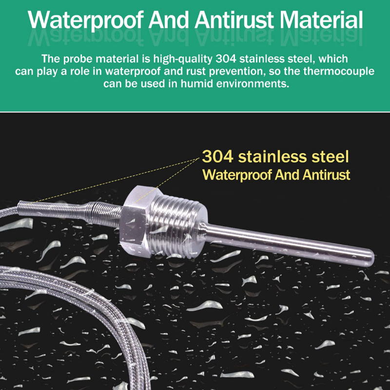 800°C Degree High Temperature Sensor Thread NPT 1/2 Stainless Steel Probe K Type PT100 Thermocouple Tube Temperature Controller