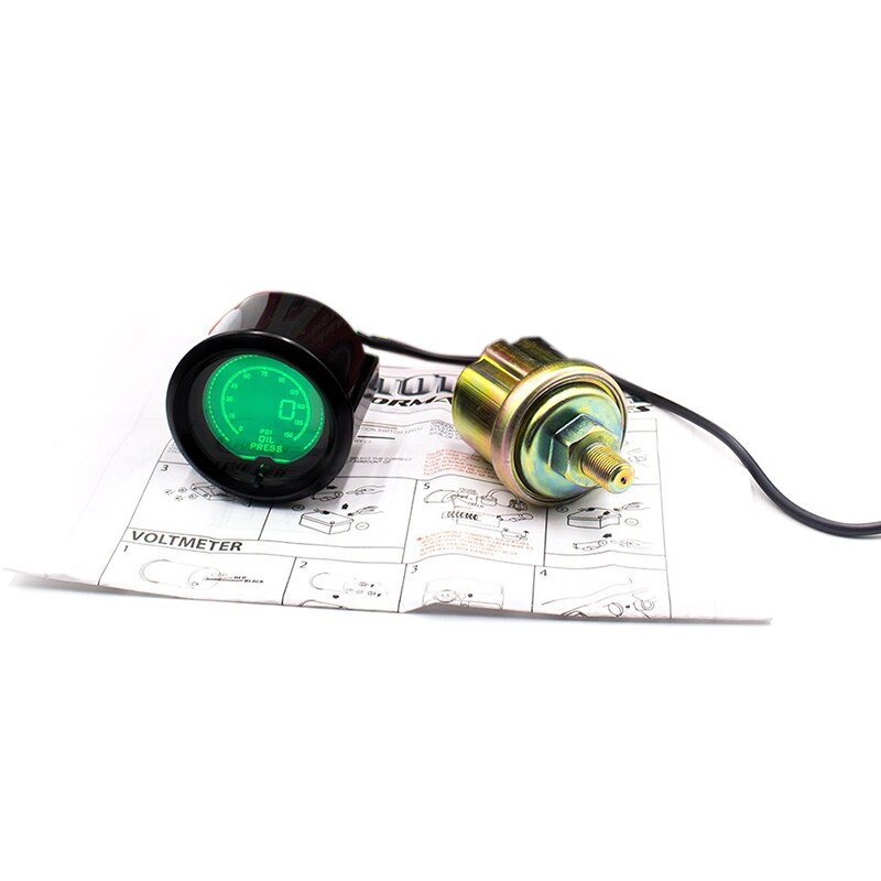 2 inch 52mm digitale lcd oliedrukmeter indicator 150 psi met elektrische sensor: Default Title