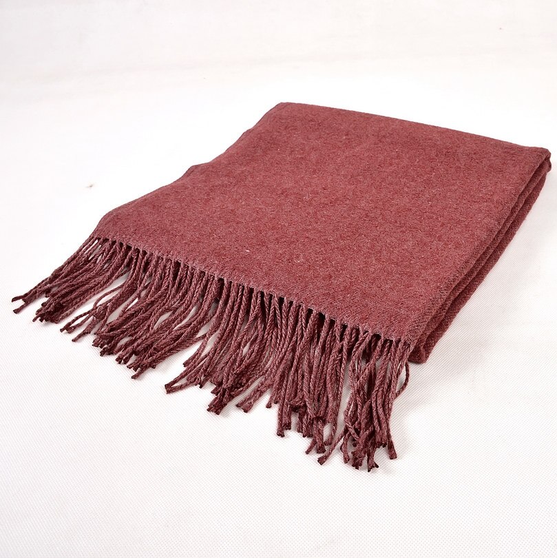 [Bysifa] Winter Vlakte Kasjmier Sjaals Herfst Thicken Warm Tassel Lange Sjaals Wraps Groen Zwart Kameel grijs Rood: rubber red