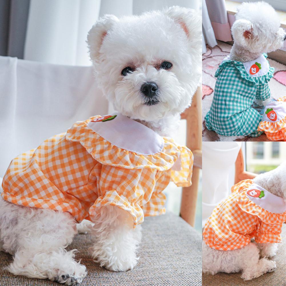 Leuke Hond Vest Mooi Uitziende Polyester Hond Shirt Grid Wortel Konijn Hond Shirt Voor Bruiloften Hond Shirt