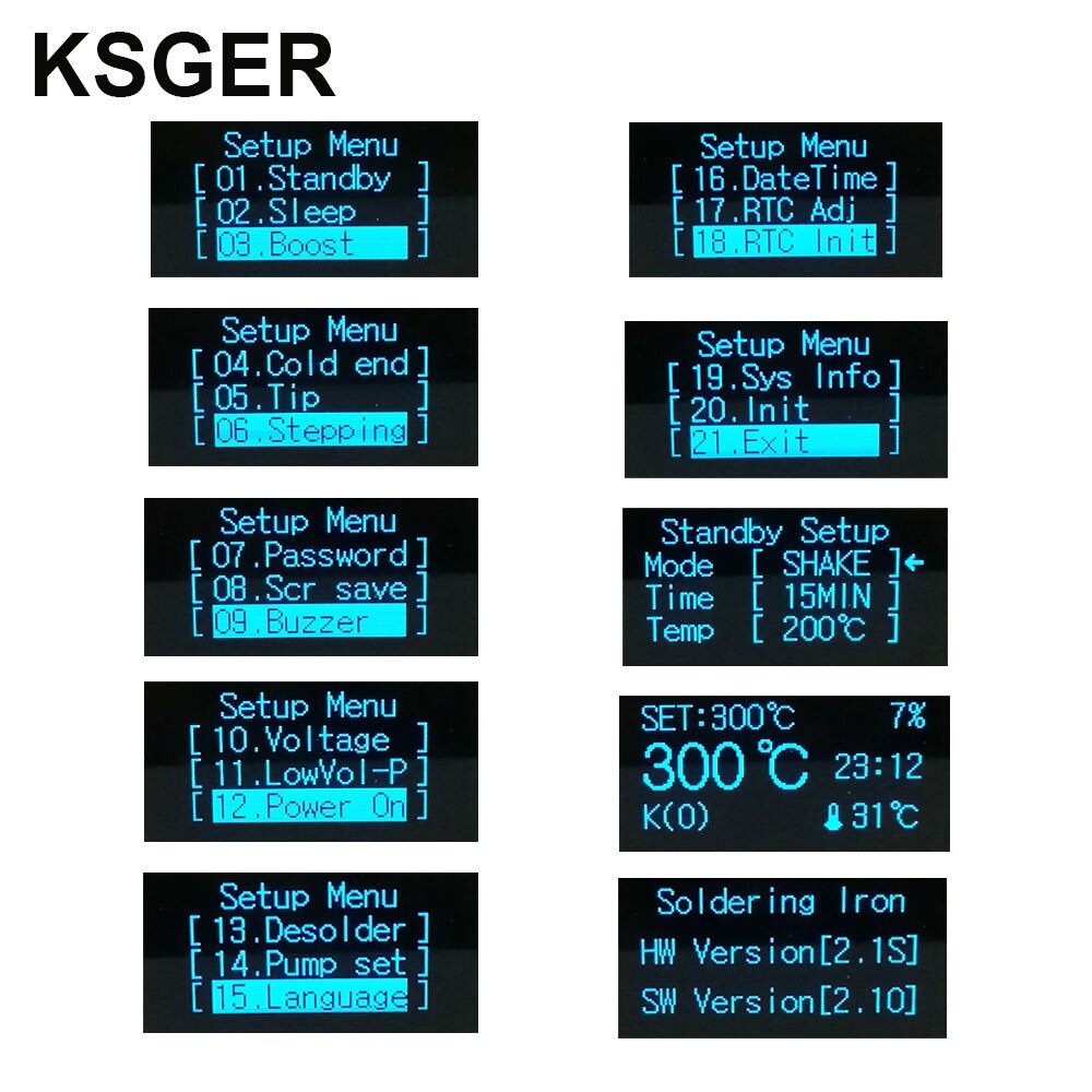 Ksger  t12 lödkolv station stm 32 oled gör-det-själv kit löda elverktyg svetsjärn spetsar temperaturkontroll handtag
