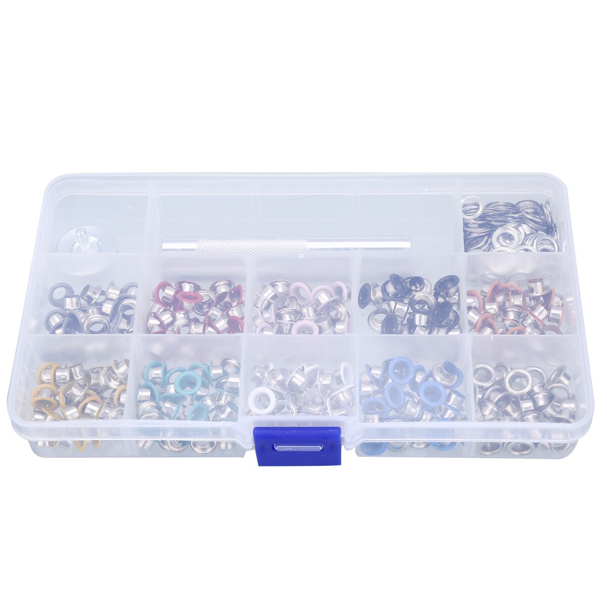 300pcs/set 5mm Metal Multicolor Eyelets Punch Kit with with Punch Hole Die Hand Knocking Tools DIY for Clothes Leather Shoes Hat