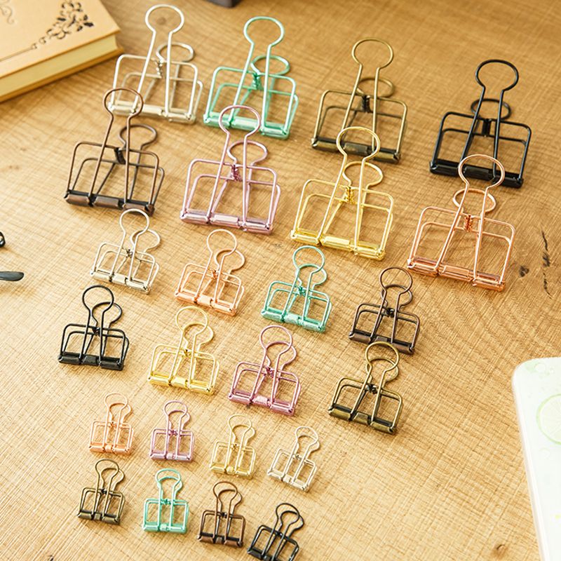 3 Types Paper Clips Hollow Binder Clips Stainless Steel Document Files Holder Notes Letter Notebook Clips DIY Bookmarks Supplies