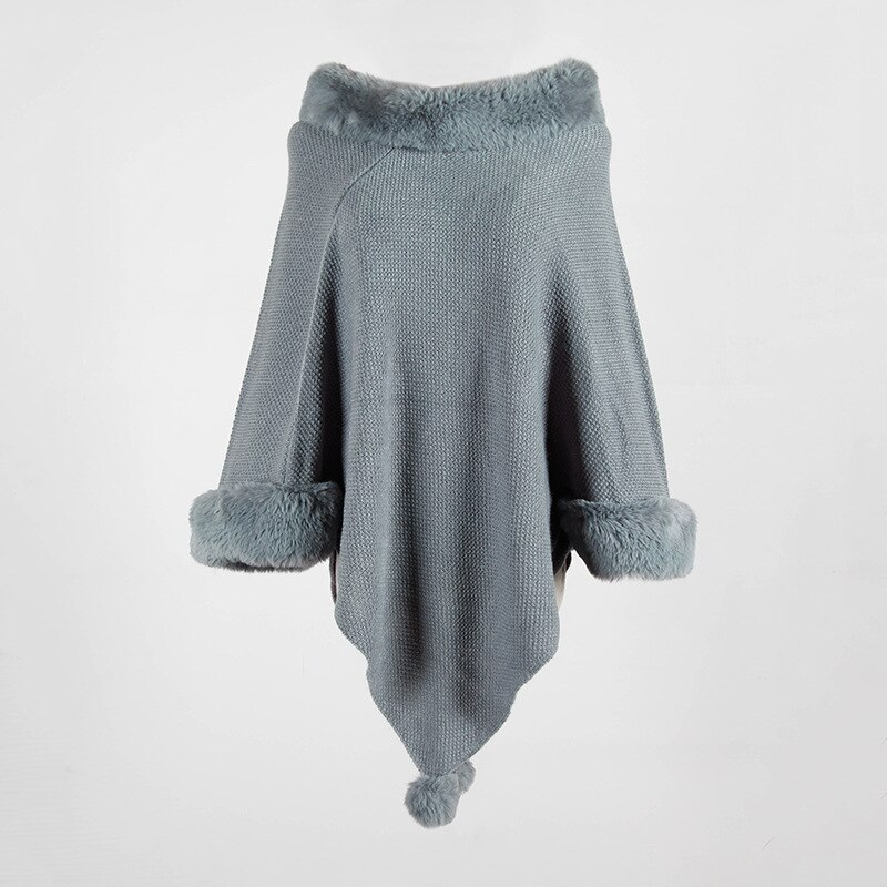 Moda feminina ponchos e capas sólido inverno roupas femininas meninas camisolas: Cinza