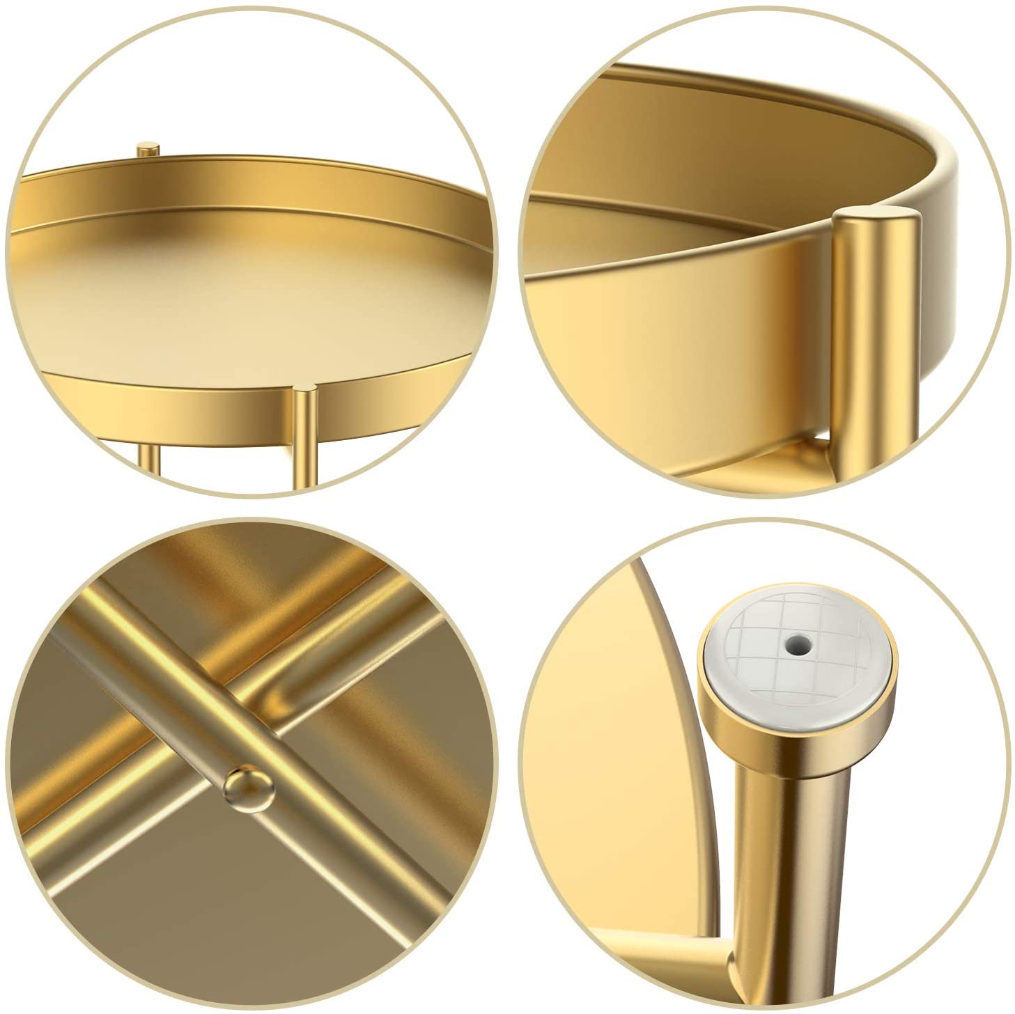 Round Side Table 2-Tier Sofa Table with Storage Shelf Small Tray Metal End Table Foldable Coffee Table for Bedroom Patio