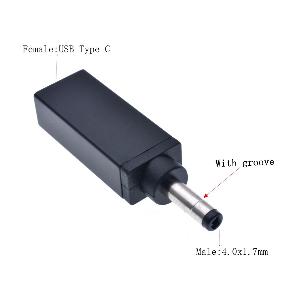 Usb 3.1 usb-c type-c bus  to 5.5 x 2.5mm 7.4 x 5.0mm 4.5 x 3.0mm dc strømforsyning stik konverter bus med pd simulation trigger: 4.0-1.7 med rille