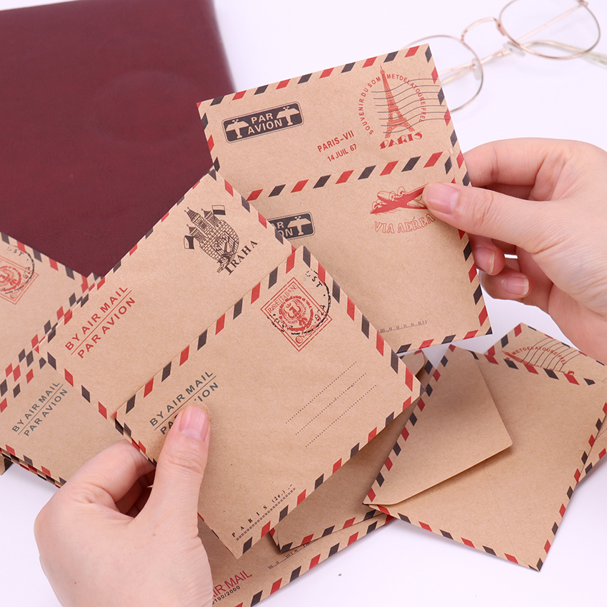 Mini sobre de papel Vintage de París, sobres de papel Kraft Kawaii, papelería coreana para tarjetas, 10 Uds.