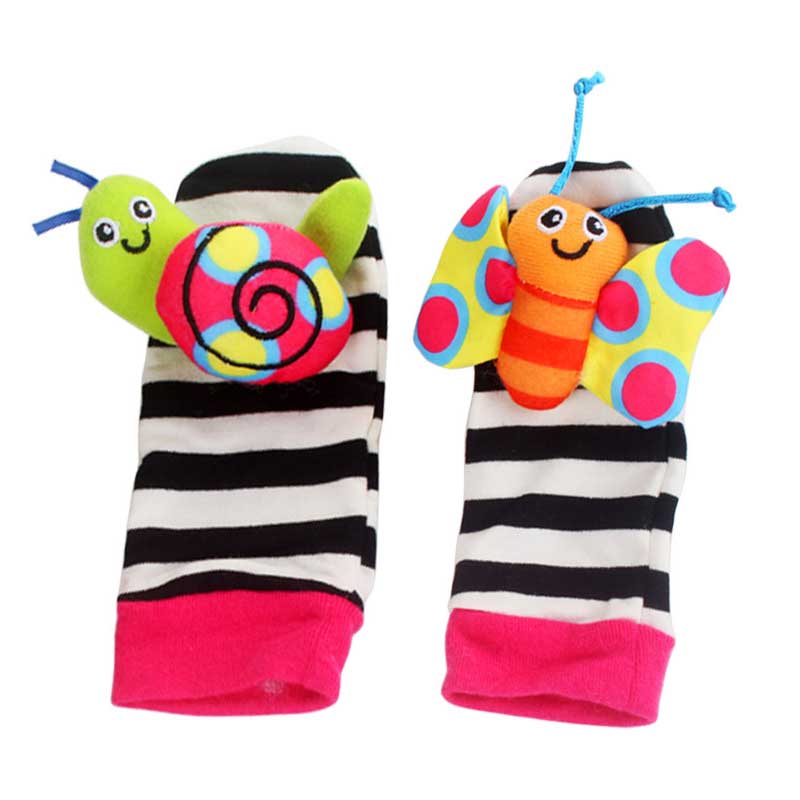 Toepassen Op Van 0 Tot 24 Maanden Oude Baby Sokken En Polsbandjes Rammelaar Cartoon Dieren Zebra Herten Bee Kever Aap leuke Baby Sokken: 1 pair socks 8