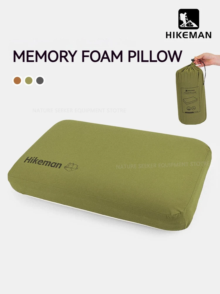 HIEllMAN-Oreiller de camping respirant en mousse à mémoire de forme, équipement de sommeil confortable, équipement de voyage, santé cervicale, oreillers de sieste