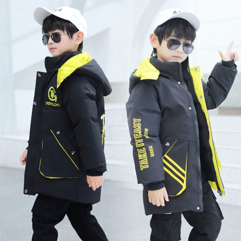 winter Children Clothes Boys Coat Plus Velvet Thick Cotton long thick Coat Warm Jacket 4 5 6 7 8 9 10 11 12 Years