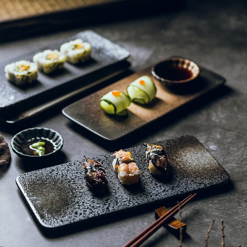 Assiette en céramique de restaurant japonais | Assiette à sushi japonaise de 10 pouces, assiette plate de restaurant japonais, vaisselle japonaise de