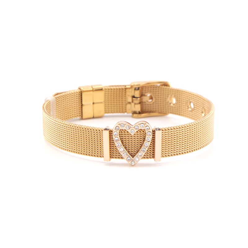 Somsoar Jewelry Color Mesh Bracelet Set with Heart Slide Charms Stainless Steel Bracelet as Valentine's day: SET 6