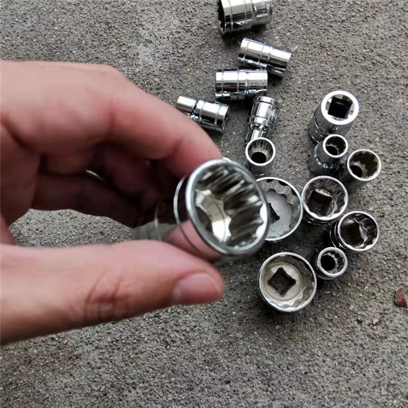 1/2" 12-point Socket Bit Ratchet Wrench 12pt Square Drive Mirror Socket 12 Angles Plum Blossom Sleeve Hand Tool Kit 8-32mm