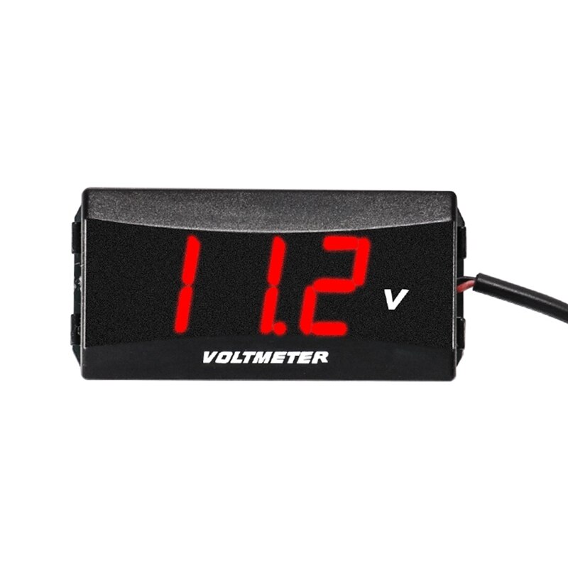 Mini voltmètre numérique LED pour moto, moniteur de tension, testeur de tension, Protection de connexion inversée, 12V-80V: Black Redletter