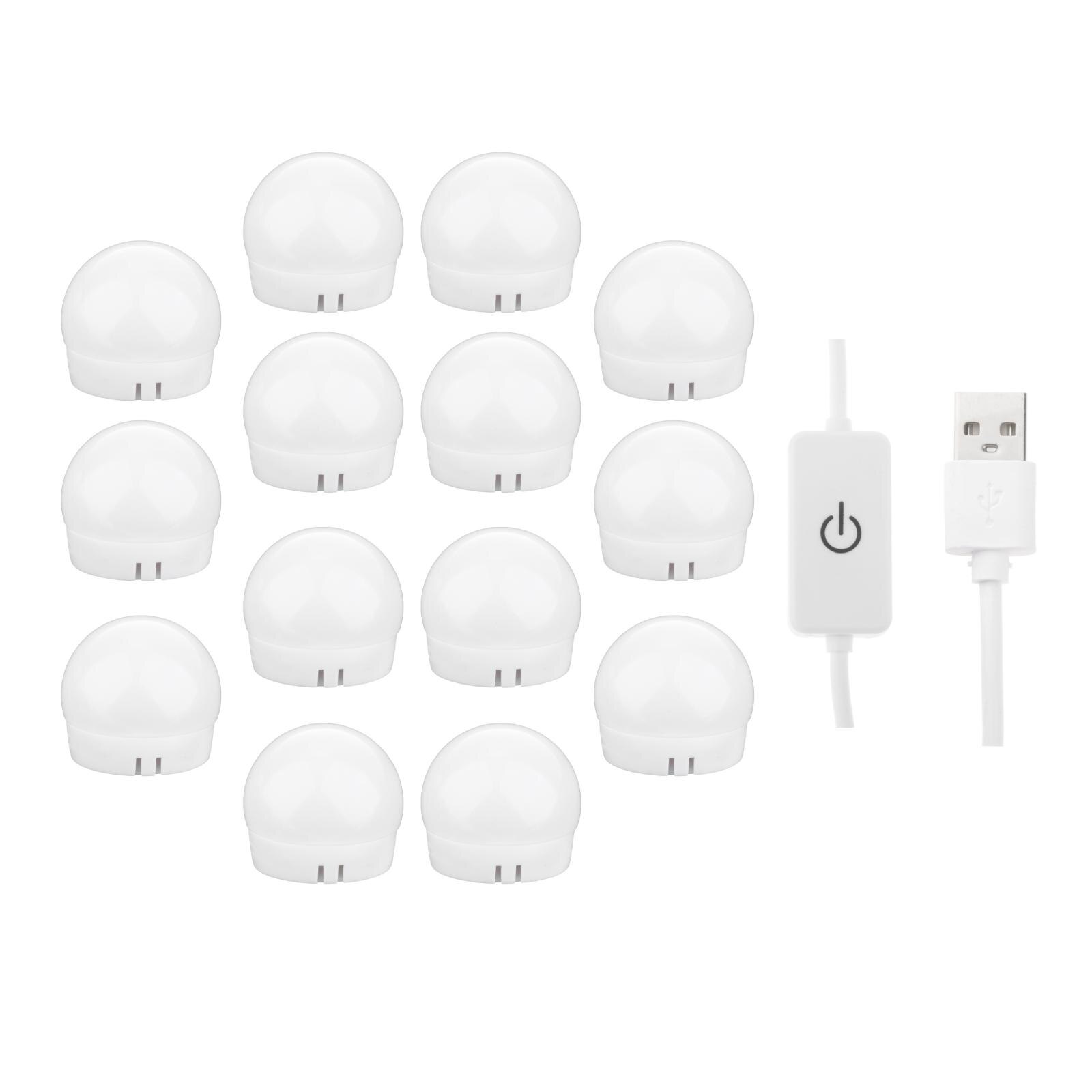 LED Vanity Mirror Lights Kit Hollywood Style Makeup Dressing Makeup Lights Vanity LED Lights Desk Mirror Kit: 14 Bulbs White