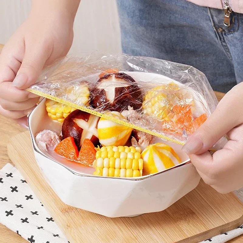Disposable Food Cover Plastic Colorful Elastic Wrap Food Covers Fresh-keeping Lid Plate Kitchen Nylon Packaging Bags Storage Bag