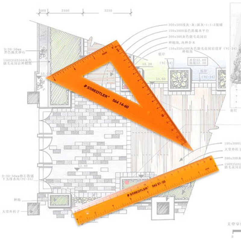 2 Pcs/Lot STAEDTLER 569 premium plastic math sets including Straight Ruler Triangular Ruler And Protractor Transparent Drafting