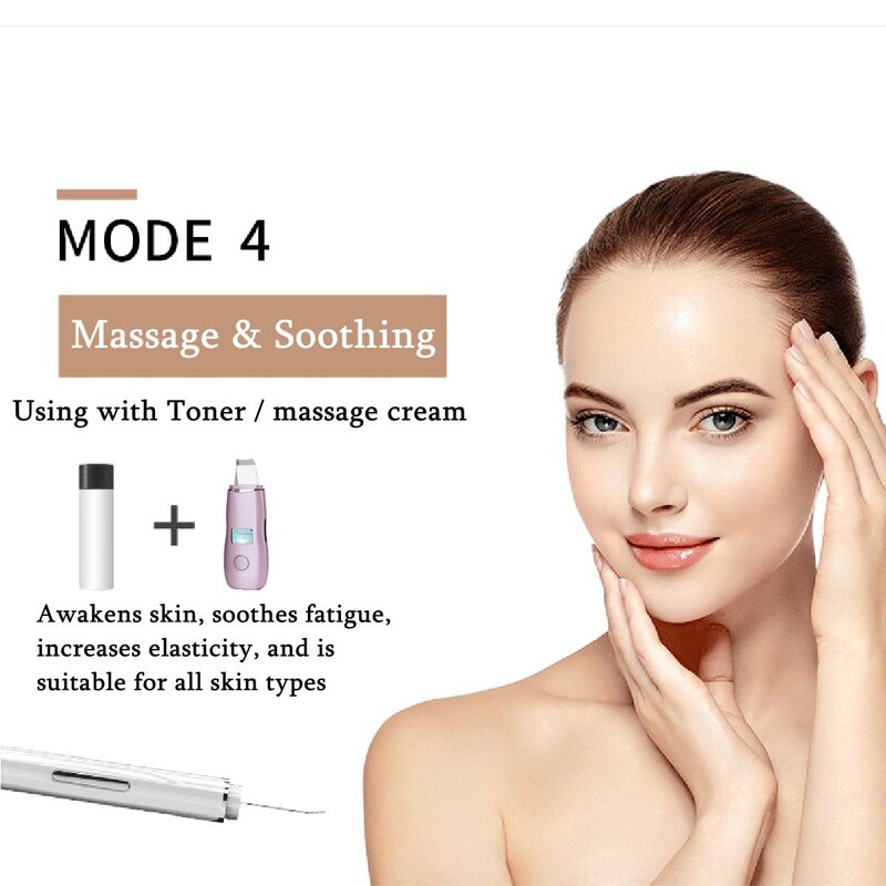 Ultrasone ionen huidscrub, mee-eter verwijderaar, gezichtsporiën peeling instrument, comedonen verwijderaar, puistjes reiniger