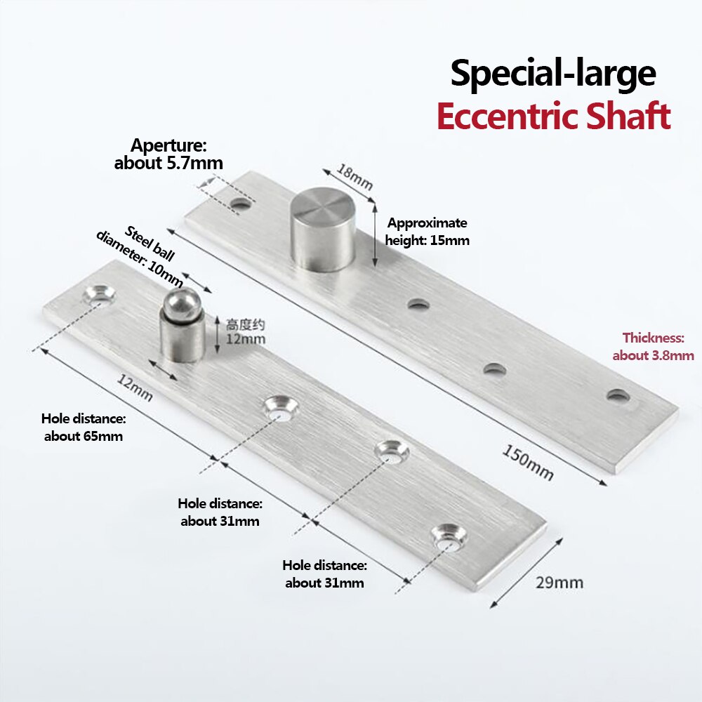 270 Degree Rotation Axis 75/100/150mm Stainless Steel Up and Down Doors Rotating Hinges Location Shaft Hidden Pivot Hinge: XL