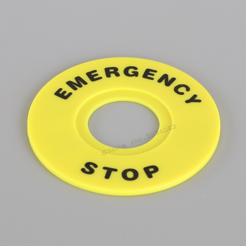 10pcs 22mm Warning Circle Emergency Push Button Switch Accessories Yellow Ring 60mm diameter Legend Label Emergency Stop