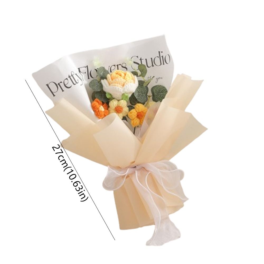 Ramo de margaritas rosas tejidas a mano de estilo coreano, hilo suave, arreglo de flores artificiales de colores vibrantes, tejido a mano