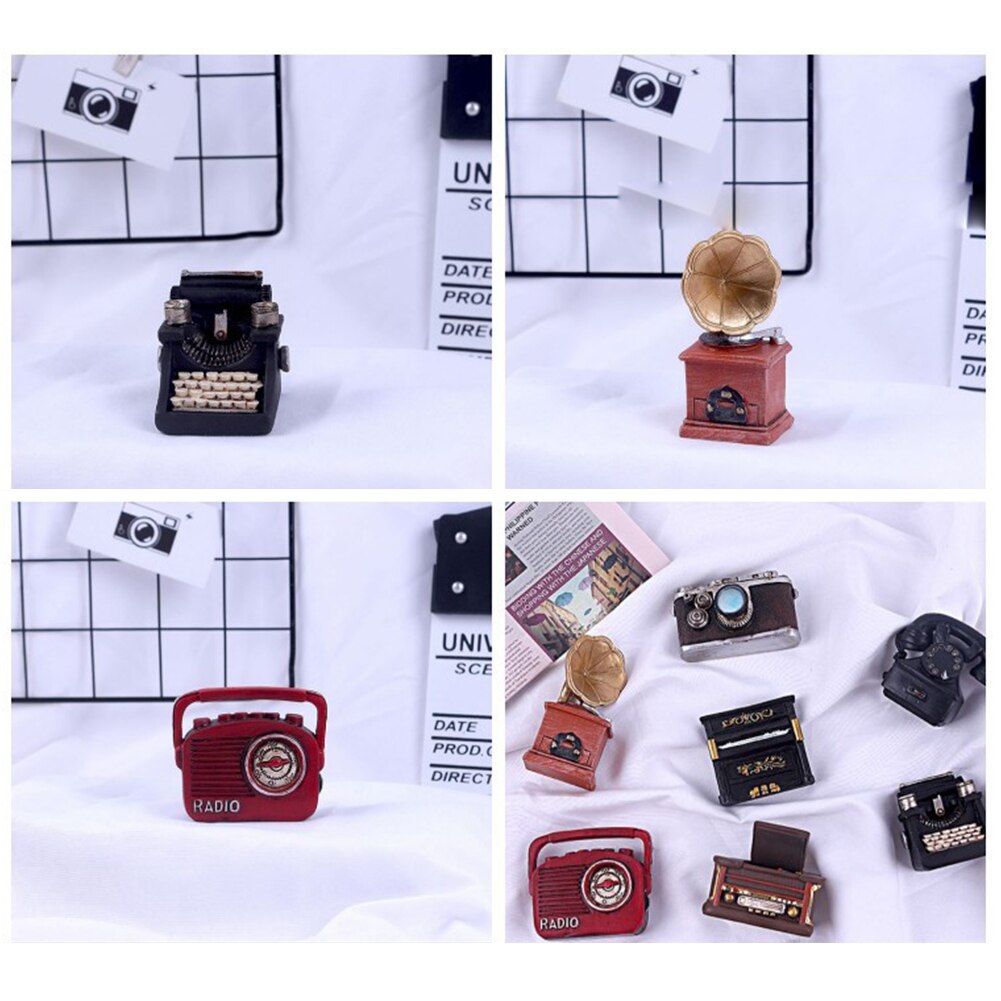 Vintage Mini Resin Crafts Phonograph Camera Piano Radio Model Nostalgia Living Room Home Decor Photo Prop