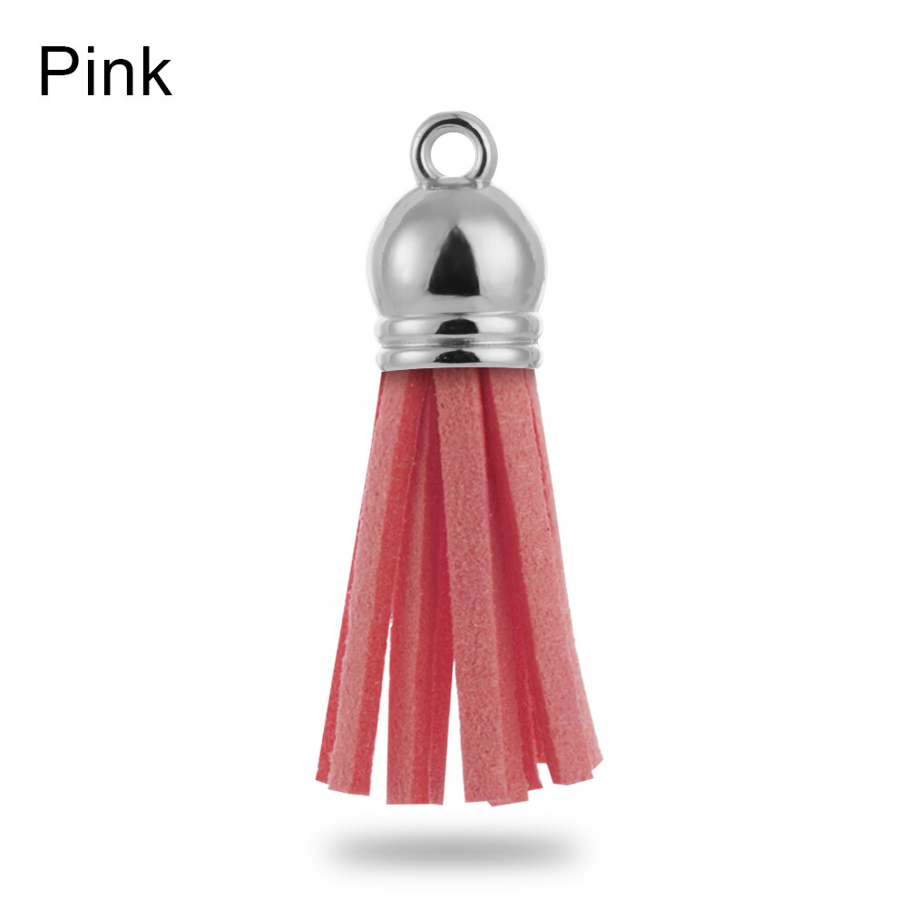 Diy leren kwastjes hanger 38mm vintage metalen kapjes leren kwastjes/sieraden accessoires/sieraden bevindingen/oorbellen accessoires: Roze