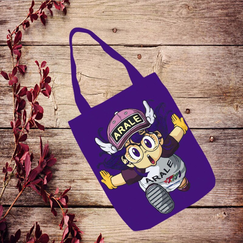 1 Uds lindo Arale Anime hombro de la lona bolsas Casual Bolsa Tote de dibujos bolso de Viaje unisex: see chart2