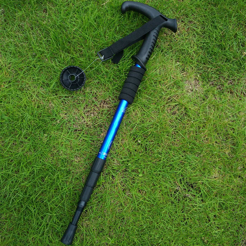 4-Section Outdoor Fold Trekking Walking Stick For Nordic Walking Hiking Antishock Walking Stick Elderly Climbing Equipment: Blue