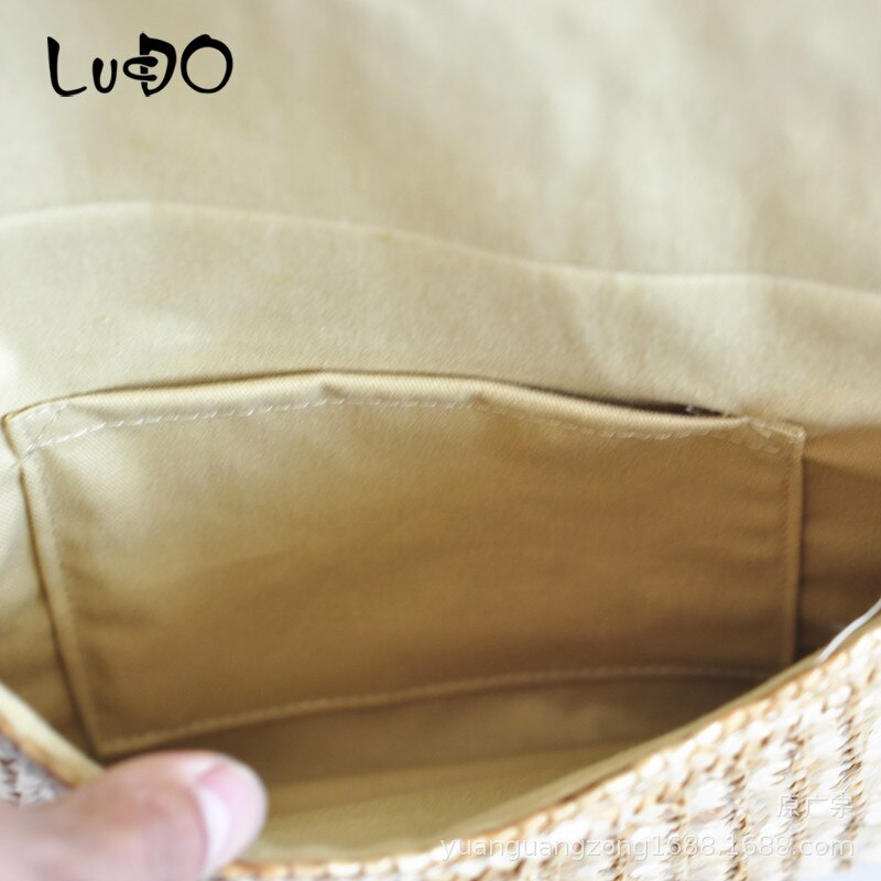 Bolso de paja para mujer, bolsa de mano tejida, paja de trigo trenzada, Bola de piel, decoración de verano salvaje, informal,