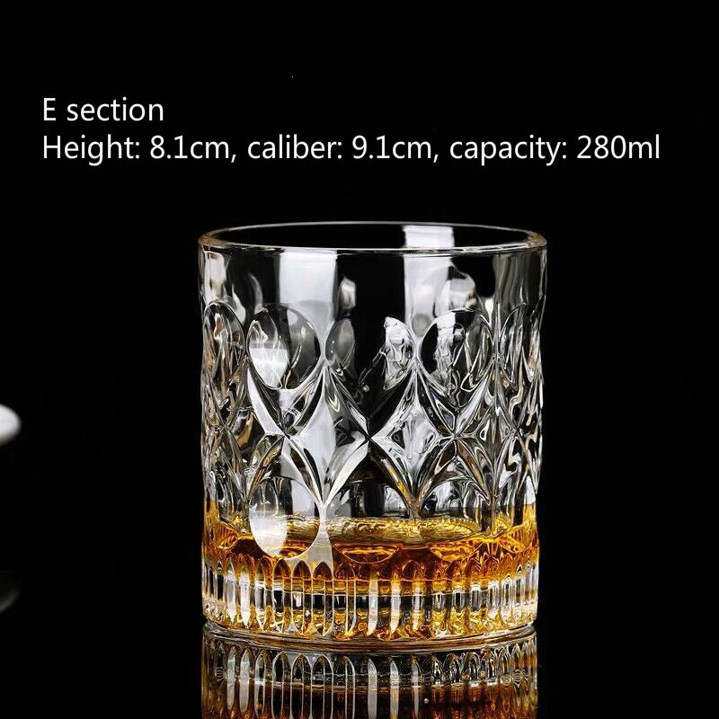 European whiskey glass household crystal glass foreign wine glass spirit wine glass diamond beer glass: E  280 ML