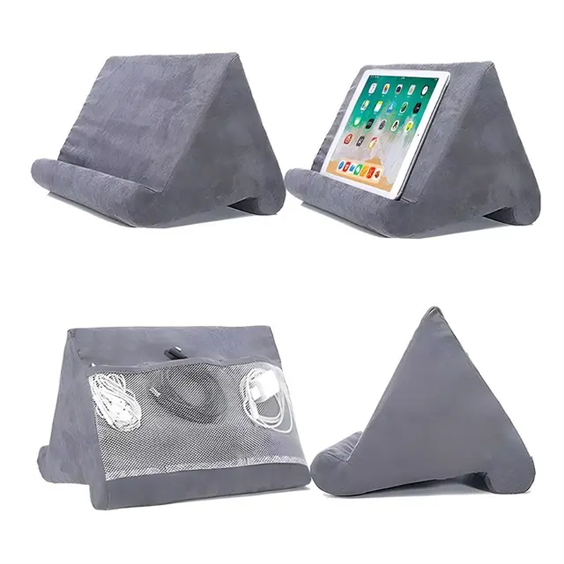 Soporte de almohada para tableta, soporte multifunción para teléfono y tableta, cojín para IPad, soporte para teléfono móvil y portátil, soporte para cama y tableta: Plata