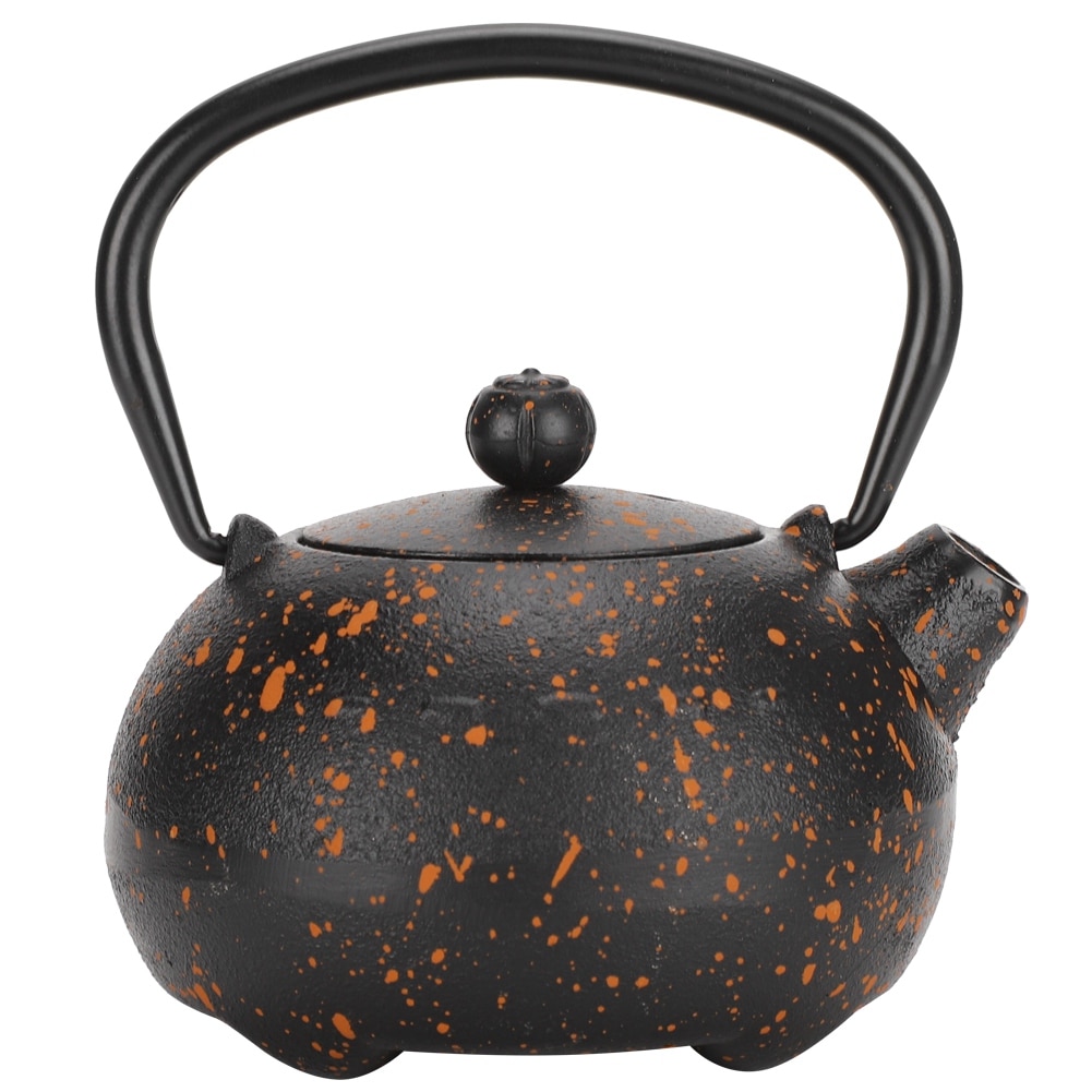 Metal Cast Iron Teapot Kettle Imitating Japanese Style Uncoated Yellow Spot Decoration 0.3L