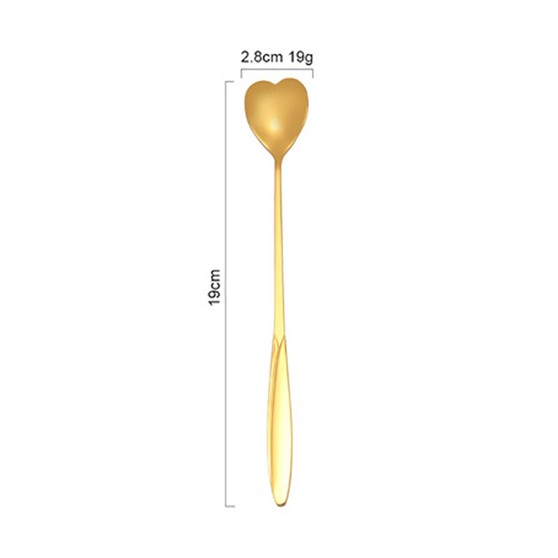 1Pcs Silver/Gold Long Handle Drink Tableware Vintage Teaspoons Mixing Spoon Kitchen Accessories 410 Stainless Steel: gold love
