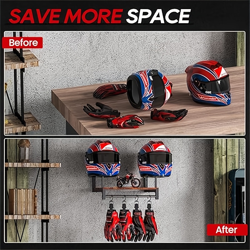 Motorradhelm-Wandhalterung mit Holzregalhaken, Moto-Cross- und Fahrradausrügestochen, Sporthalterungen, Motorradzubehör