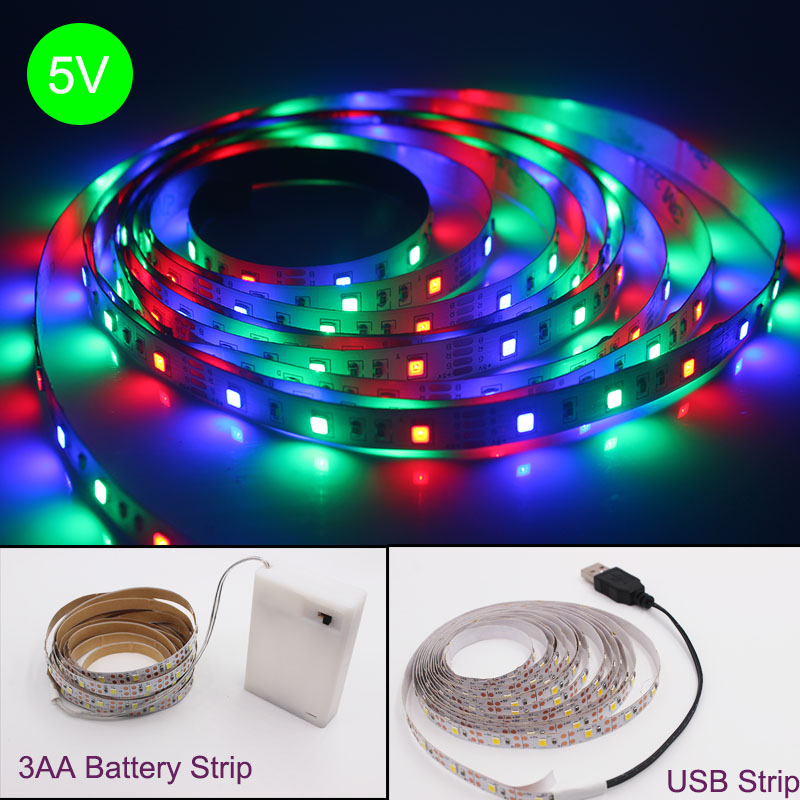 USB 3XAA Batterij LED Strip DC 5V Flexibele Licht 60LEDs 50CM 1M 2M 3M 4M 5M SMD 2835 Desktop Decor Screen TV Achtergrond Verlichting