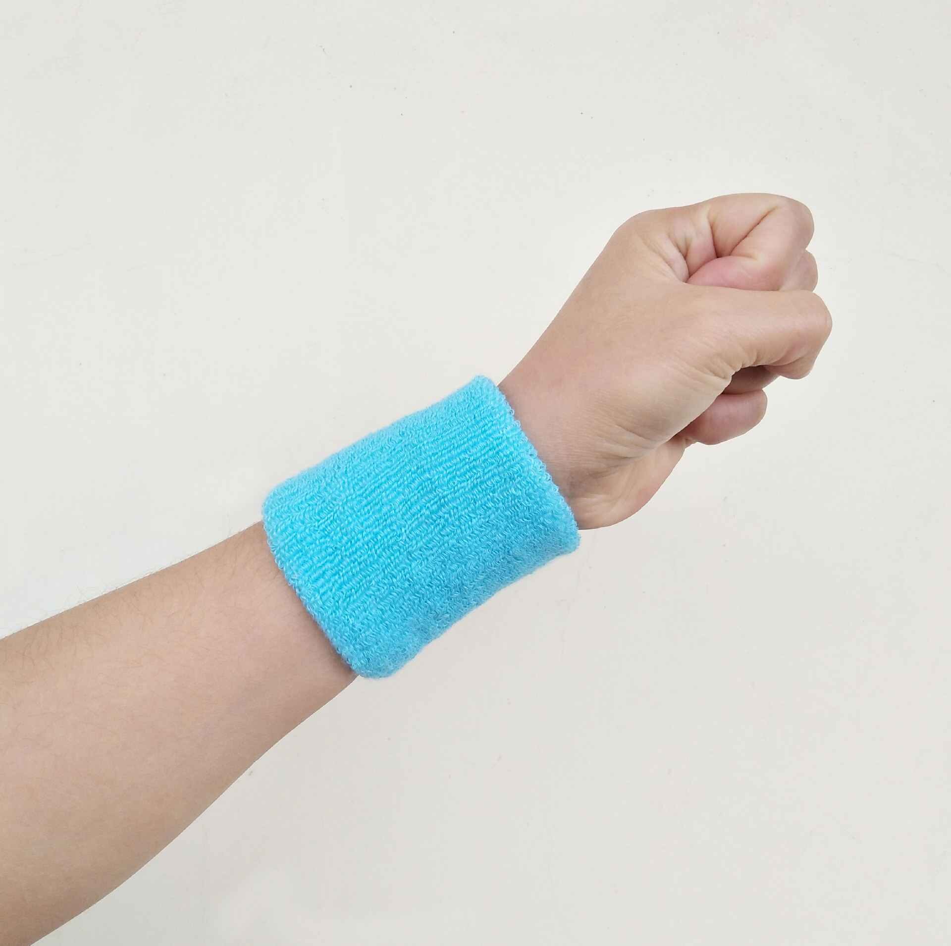 1pc Wristbands Sport Sweatband Hand Band Sweat Wrist Support Brace Wraps Guards For Gym Volleyball Basketball Teennis: sky blue / 80X150MM