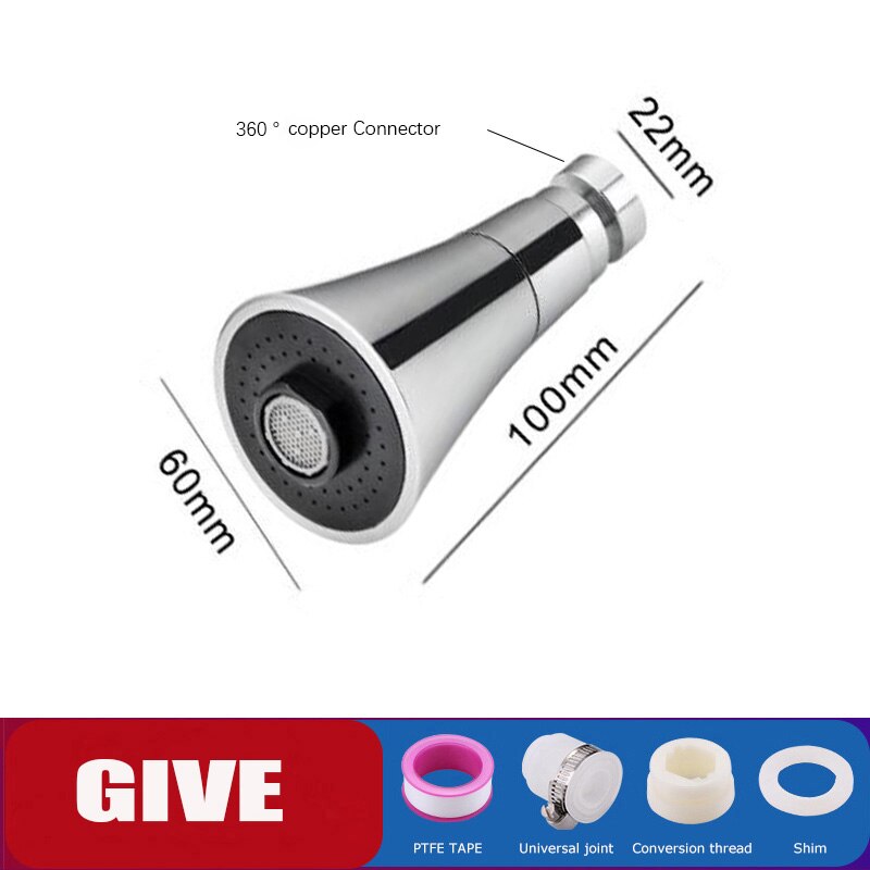 Universal Splash Filter Faucet 720°Rotating Tap Spray Head Anti Splash Water Bubbler Kitchen Tap Water Saving Nozzle Sprayer: 04