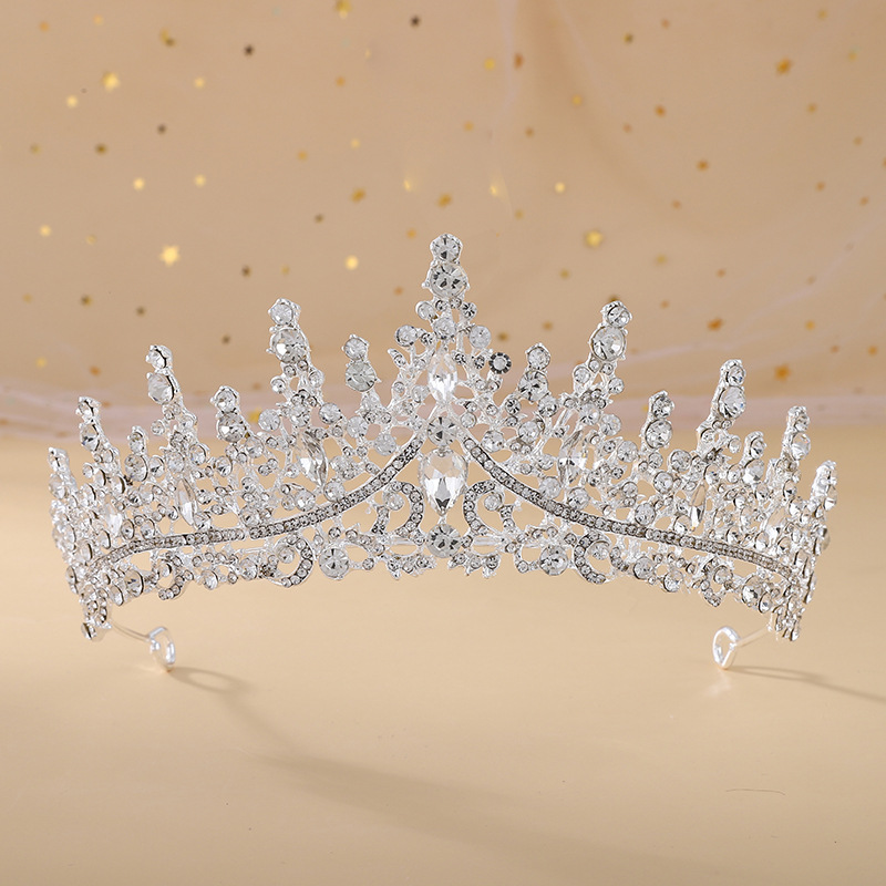 Tiaras nupciales de cristal de ópalo de Reina de princesa barroca, coronas, tocados elegantes de lujo, diadema, vestido de pelo de boda, accesorios de joyería: Chapado en cobre envejecido