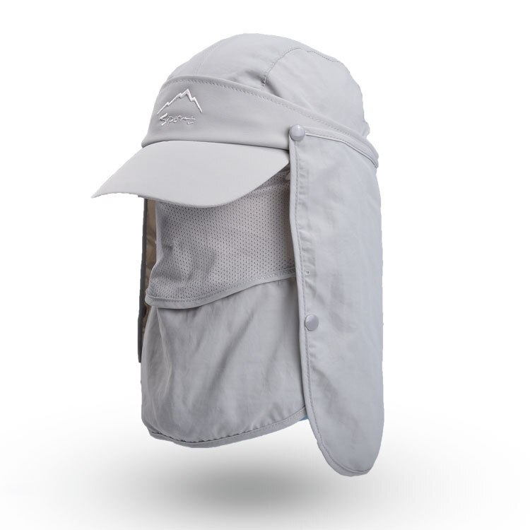 Unisexe Protection solaire chapeau Protection UV visage cou rabat chapeau de soleil visage homme chapeau de soleil été chapeau travail décontracté Isolation Protection: Gris