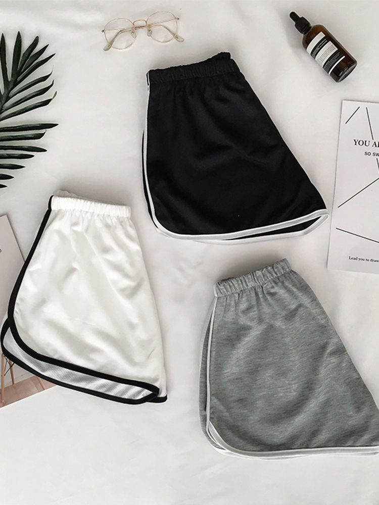 Pantalones cortos deportivos a rayas para mujer, pantalones cortos sueltos simples, pantalones cortos adelgazantes informales para mujer, cintura alta, monocromáticos, de verano