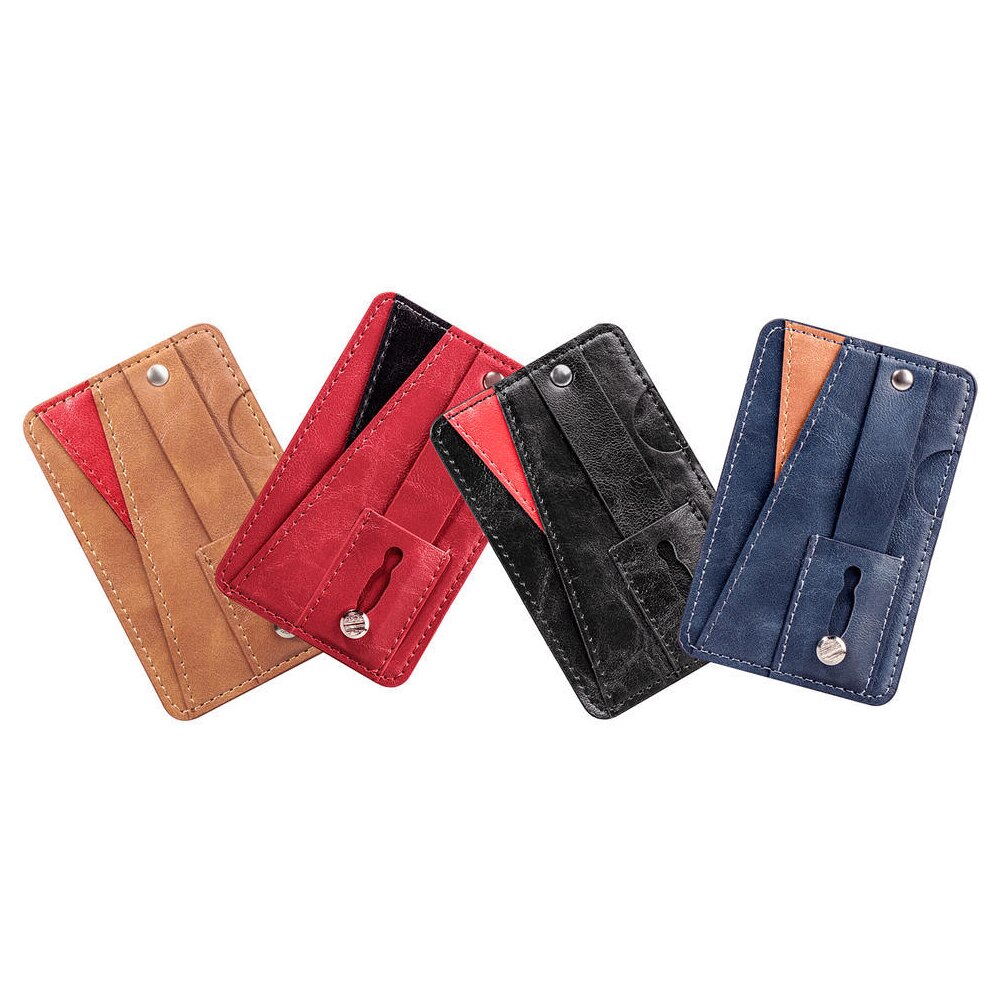 Adhesive PU Leather Card Holder Sticker Back Pocket Phone Wallet Universal Multifunction Pouch Credit Card Slim Portable Compact