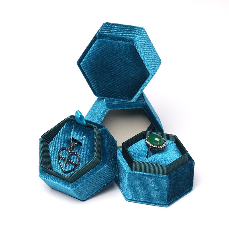 Ringe Box Schmuck Verpackung Box anhänger Box Schmuck ContainerHigh Ohrringe Halter Samt Paar: Light blue / Pendant box