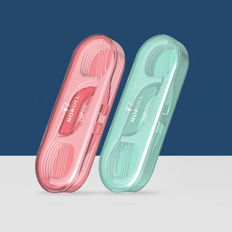 10 stks/doos Floss Tandenstoker Set Plastic Rager Herbruikbare Tandzijde Draagbare Tanden Bleken Cleaner Met Storage Case
