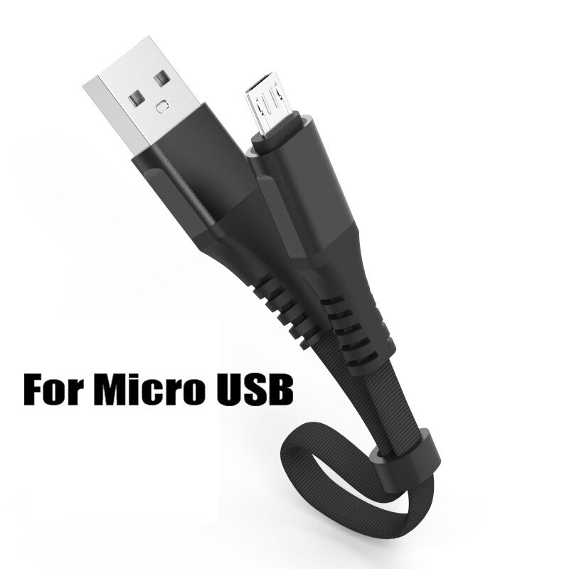 2.4A Snel Opladen Draagbare USB Kabel Type C Micro Kabel LED Nylon Gevlochten Type-C Korte USB Oplader Voor iphone XS 7 Samsung 0.3M: Micro USB Black