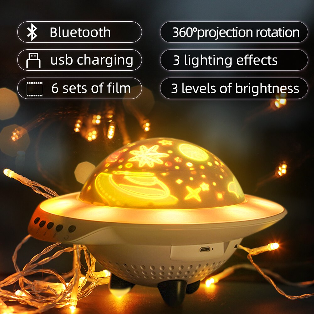 Landzo Ufo Star Night Light Projector Voor Kinderen, Kinderen, volwassen Creatief Speelgoed Stars Projectielamp Baby Volwassen Slaap Helper