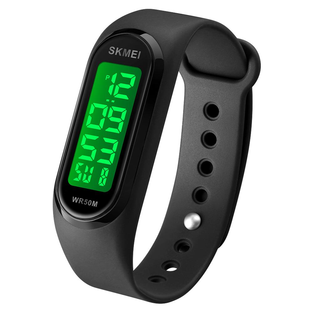 Simple Women Sports Watch Luminous Bracelet SKMEI Women Silicone Electronic Digital Watches 50M Watchproof Watch Ladies: black-black