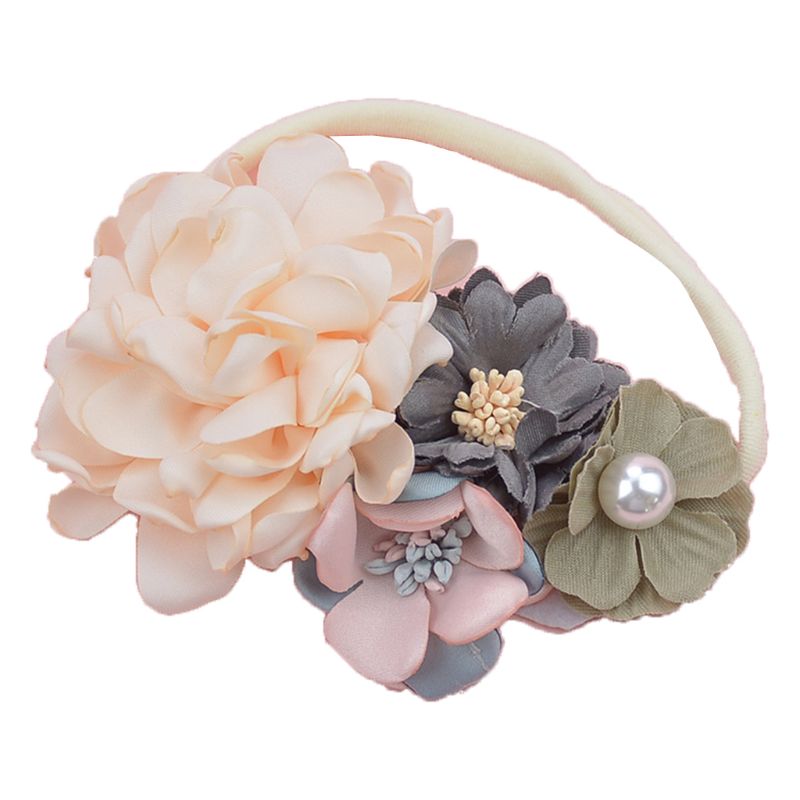 Ragazza di Fiore del bambino fascia Elastica infantile per Bambini di Stirata Dei Capelli Della fascia Del bambino Appena nato Fotografia Puntelli Copricapi Accessori: Beige
